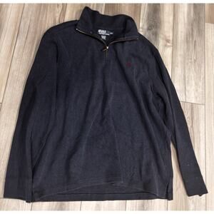 Polo Ralph Lauren Quarter Zip Pullover XXL Navy Red Pony USA Y2K 90s Style
